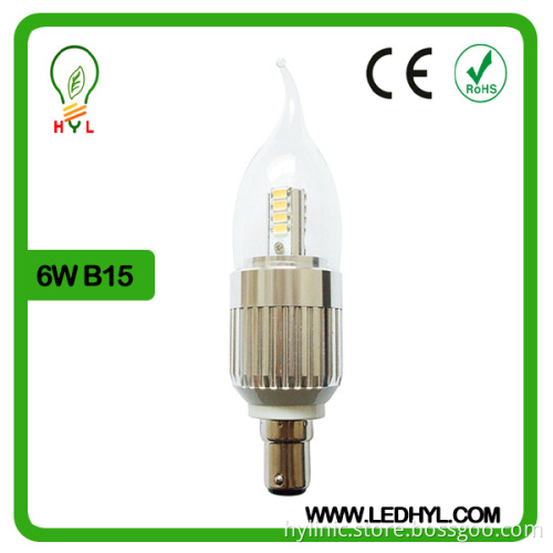 Warm white high quality led bulb light B15 candle led bulb 6W